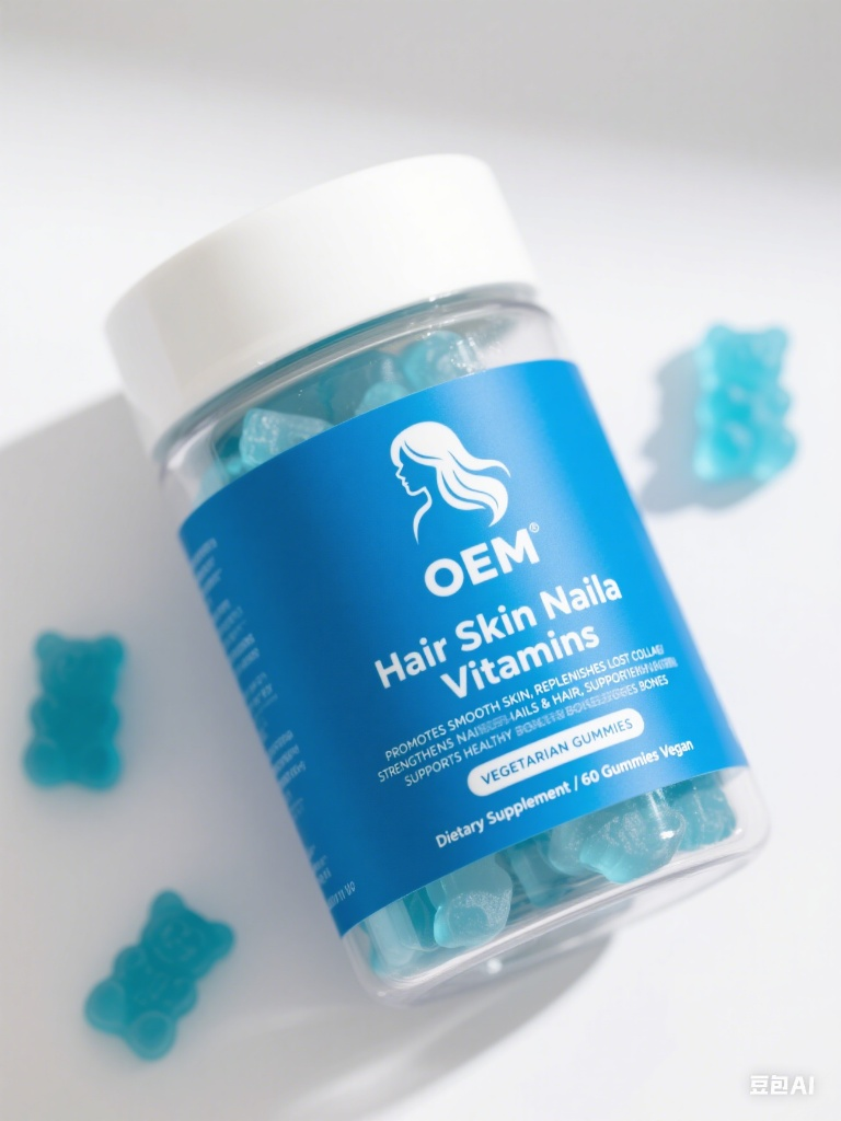Hair Skin Nails Blue Bear Gummies Bottle